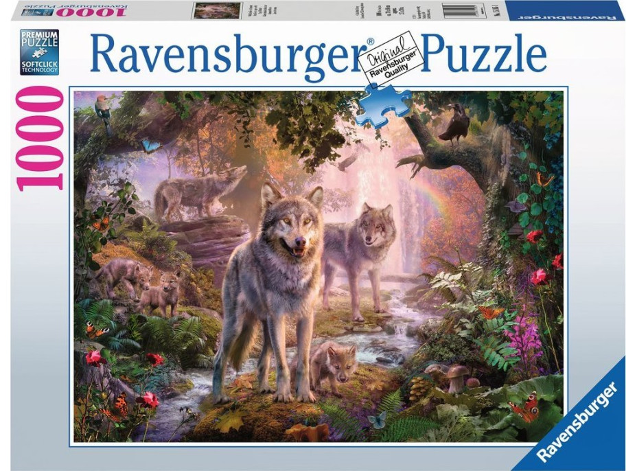 RAVENSBURGER Puzzle Vlčí rodina v létě 1000 dílků