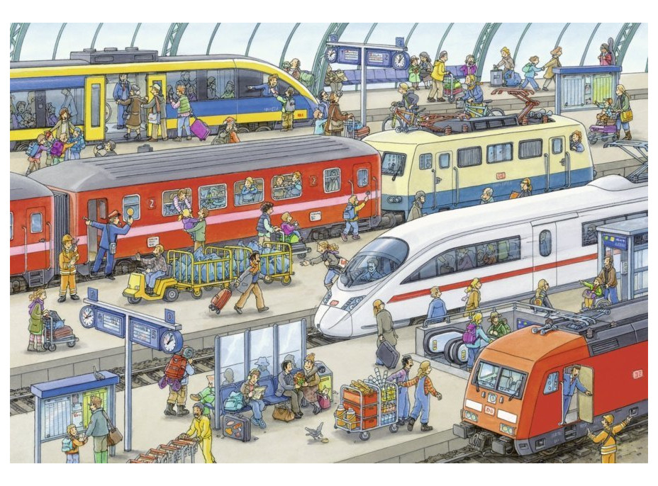 RAVENSBURGER Puzzle Rušné vlakové nádraží 2x24 dílků