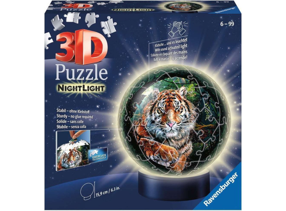 RAVENSBURGER Svítící puzzleball Tygr 72 dílků