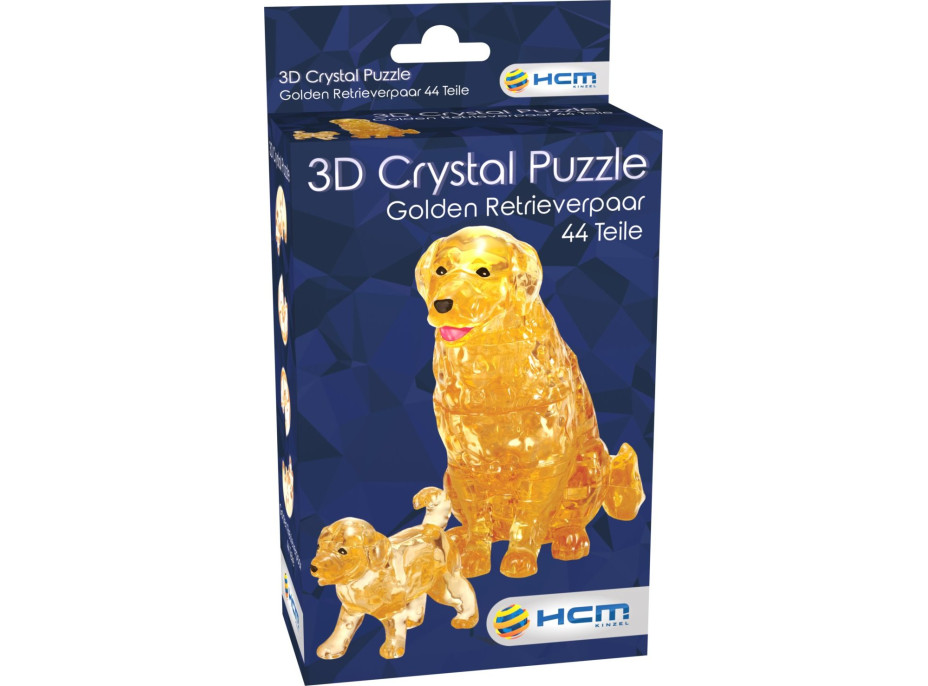 HCM KINZEL 3D Crystal puzzle Zlatý retrívr a štěně 44 dílků