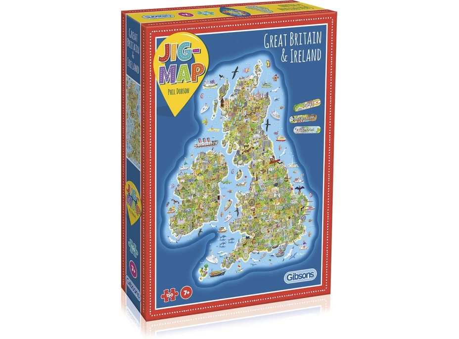 GIBSONS Vzdělávací puzzle Mapa Velké Británie a Irska 150 dílků