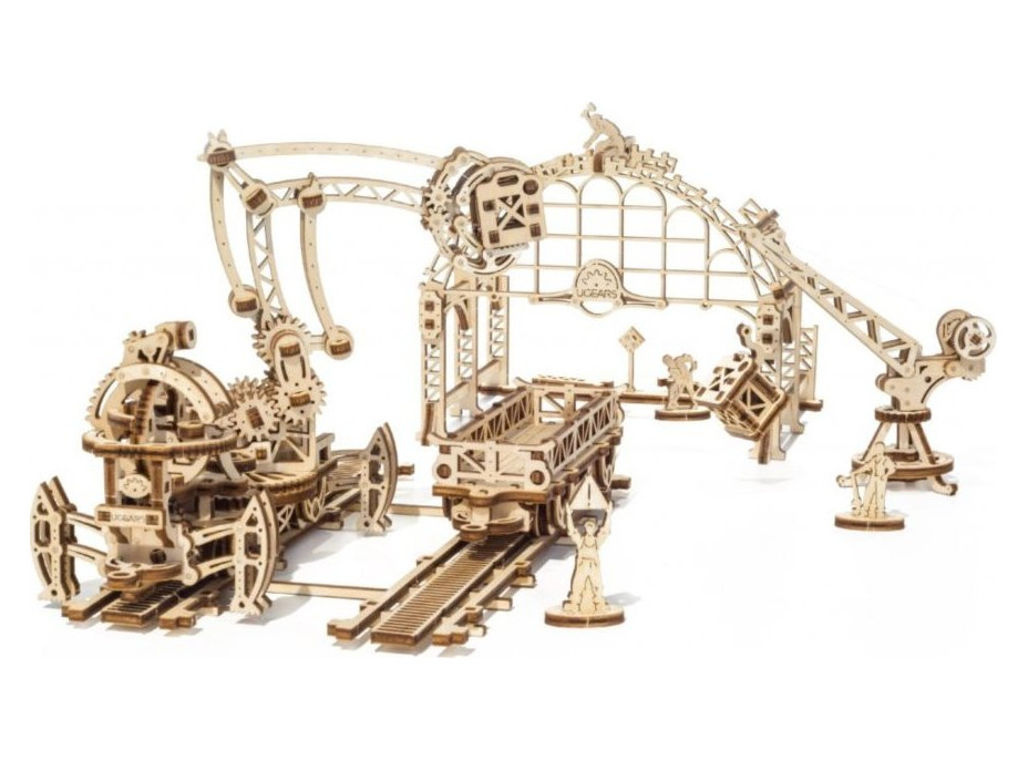 UGEARS 3D puzzle Železniční jeřáb - manipulátor 354 dílků