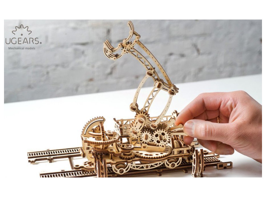 UGEARS 3D puzzle Železniční jeřáb - manipulátor 354 dílků