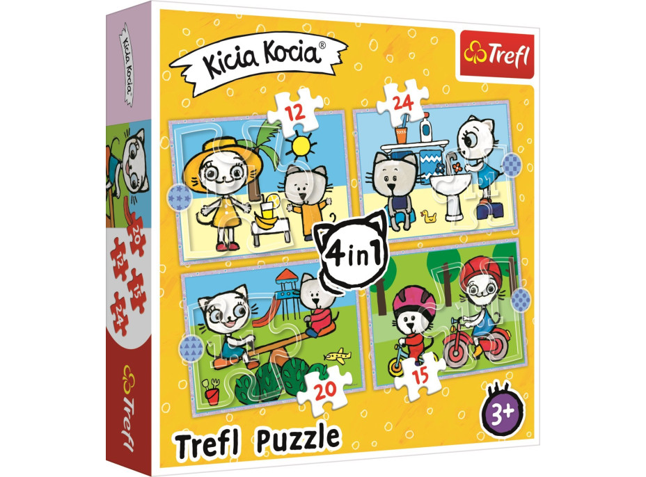 TREFL Puzzle Kicia Kocia: Den kočičky 4v1 (12,15,20,24 dílků)