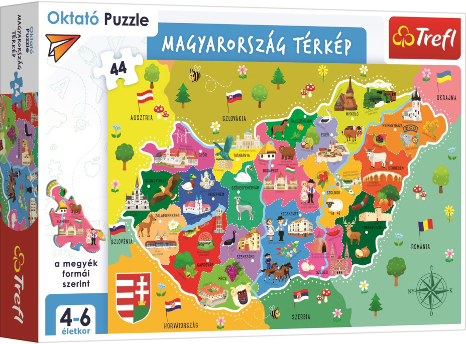 TREFL Puzzle Mapa Maďarska 44 dílků