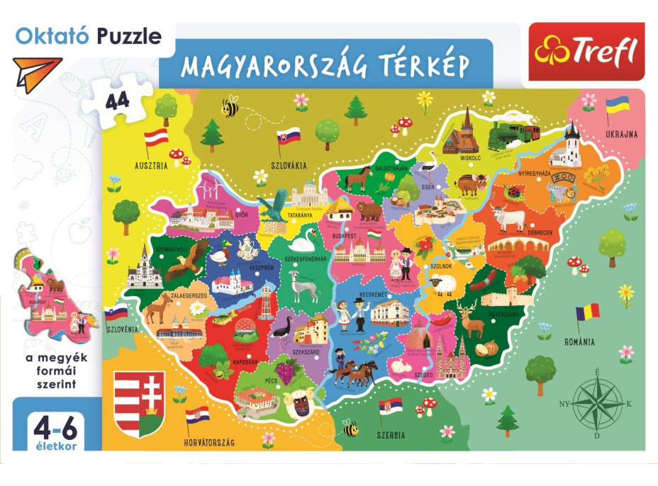 TREFL Puzzle Mapa Maďarska 44 dílků