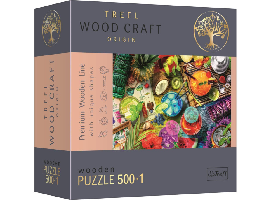 TREFL Wood Craft Origin puzzle Barevné koktejly 501 dílků