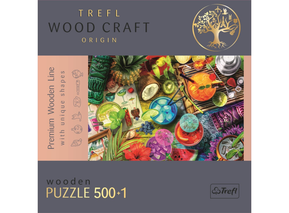 TREFL Wood Craft Origin puzzle Barevné koktejly 501 dílků