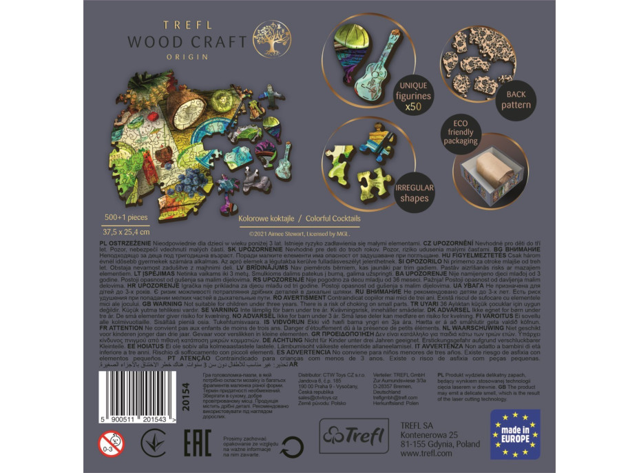 TREFL Wood Craft Origin puzzle Barevné koktejly 501 dílků