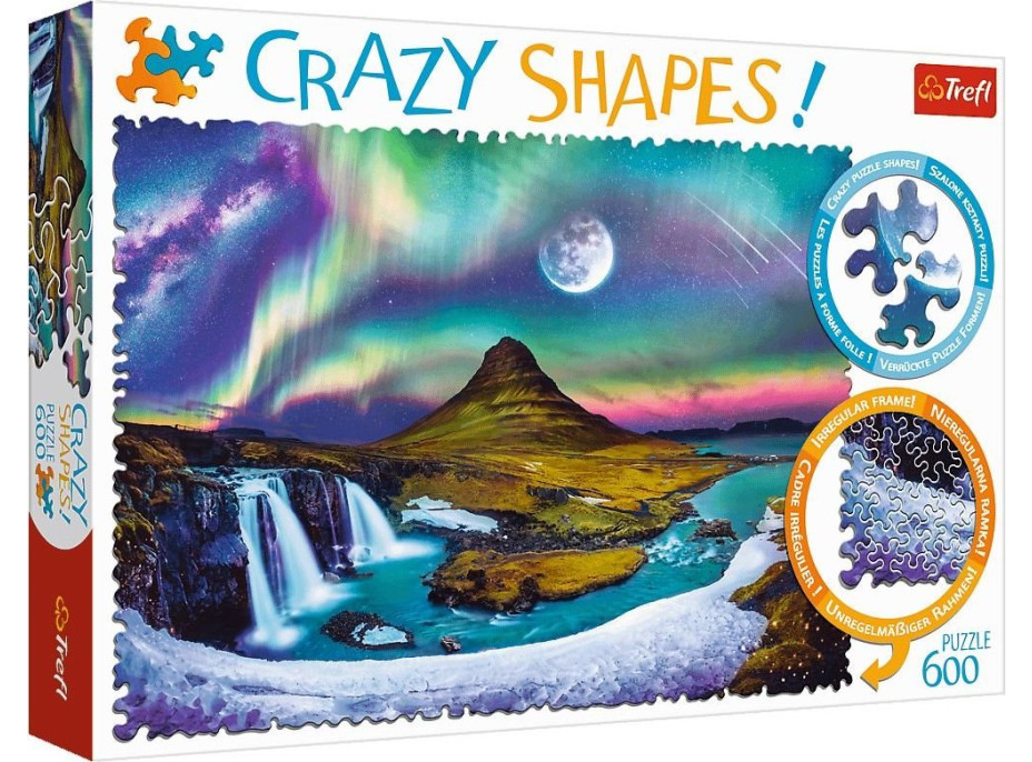 TREFL Crazy Shapes puzzle Polární záře nad Islandem 600 dílků