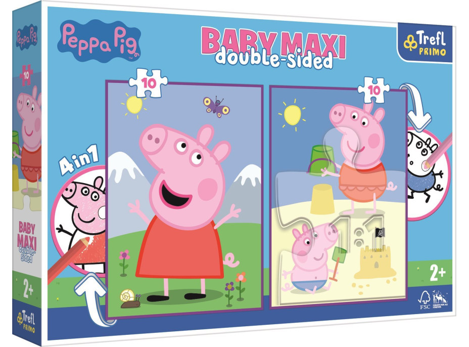 TREFL Oboustranné puzzle Prasátko Peppa: Dobrý den BABY MAXI 2x10 dílků