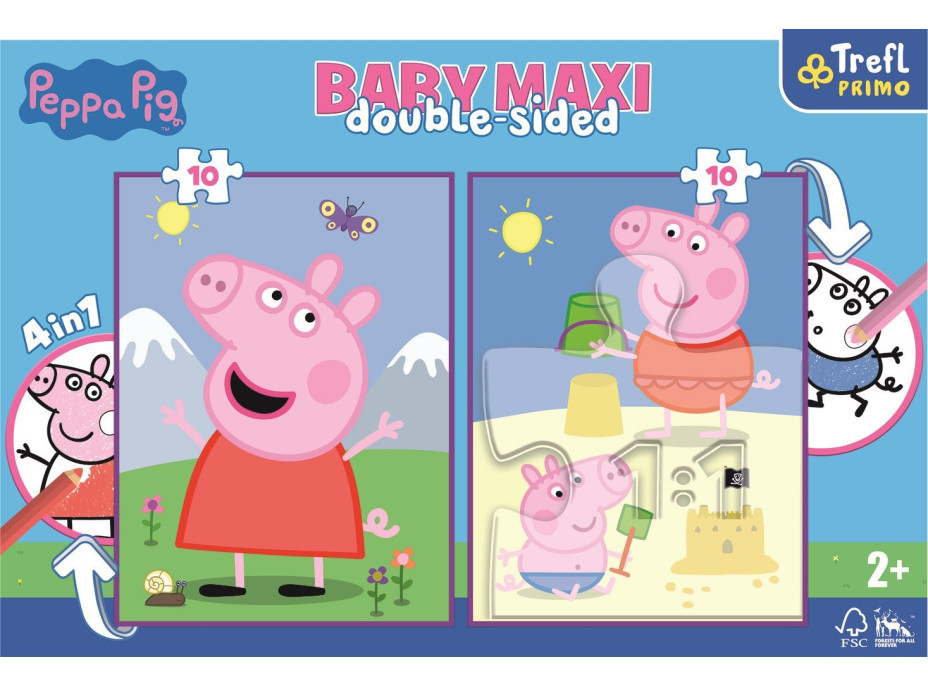 TREFL Oboustranné puzzle Prasátko Peppa: Dobrý den BABY MAXI 2x10 dílků