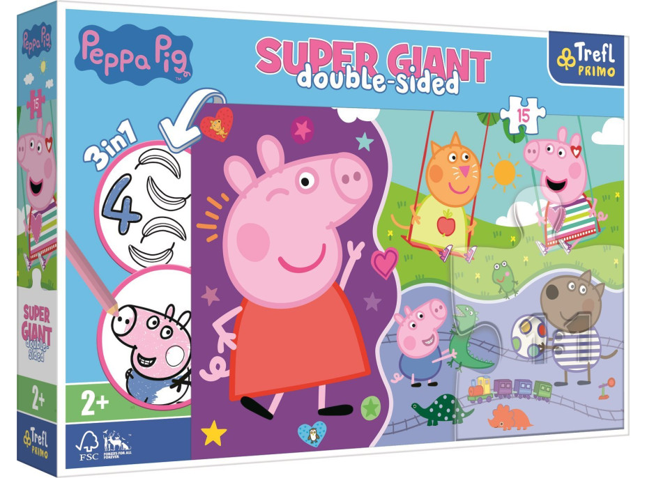 TREFL Oboustranné puzzle Prasátko Peppa SUPER GIANT 15 dílků