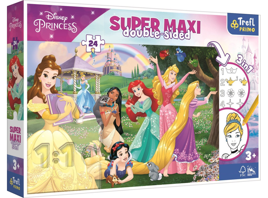 TREFL Oboustranné puzzle Veselé princezny SUPER MAXI 24 dílků