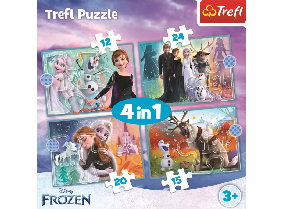 TREFL Puzzle Ledové království: Úžasný svět 4v1 (12,15,20,24 dílků)