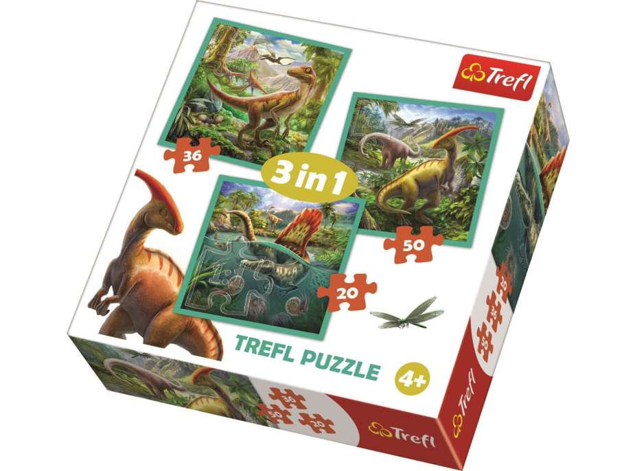 TREFL Puzzle Neobyčejný svět dinosaurů 3v1 (20,36,50 dílků)