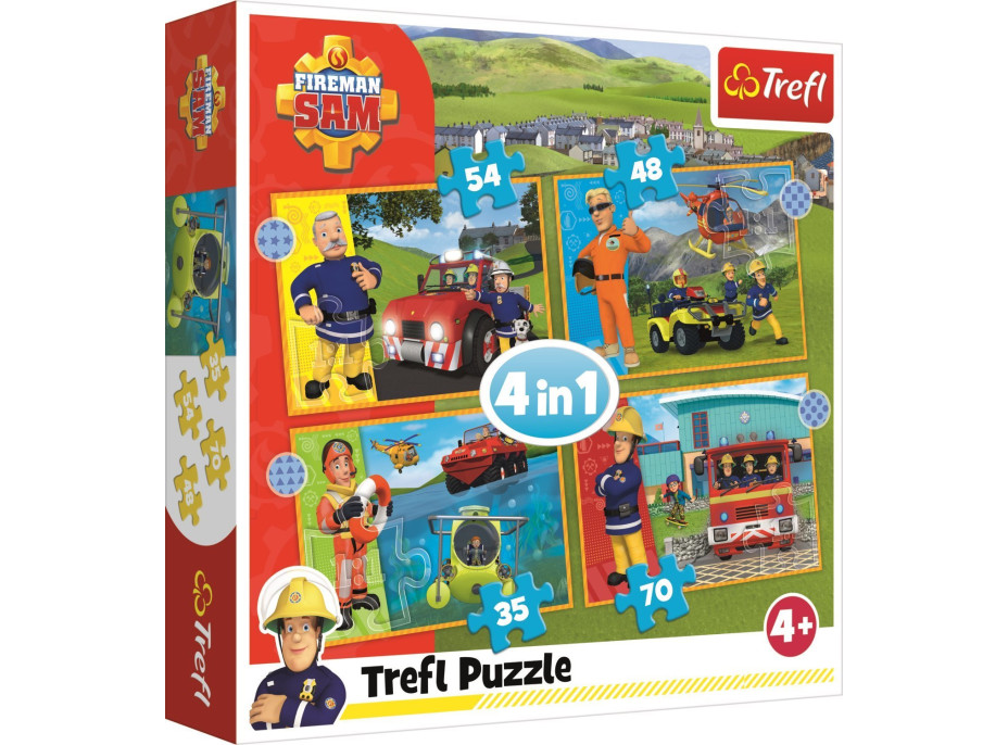 TREFL Puzzle Statečný požárník Sam 4v1 (35,48,54,70 dílků)