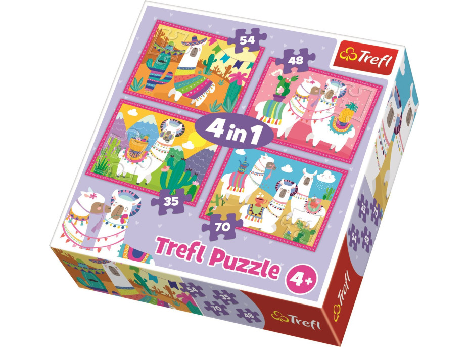 TREFL Puzzle Veselé lamy 4v1 (35,48,54,70 dílků)