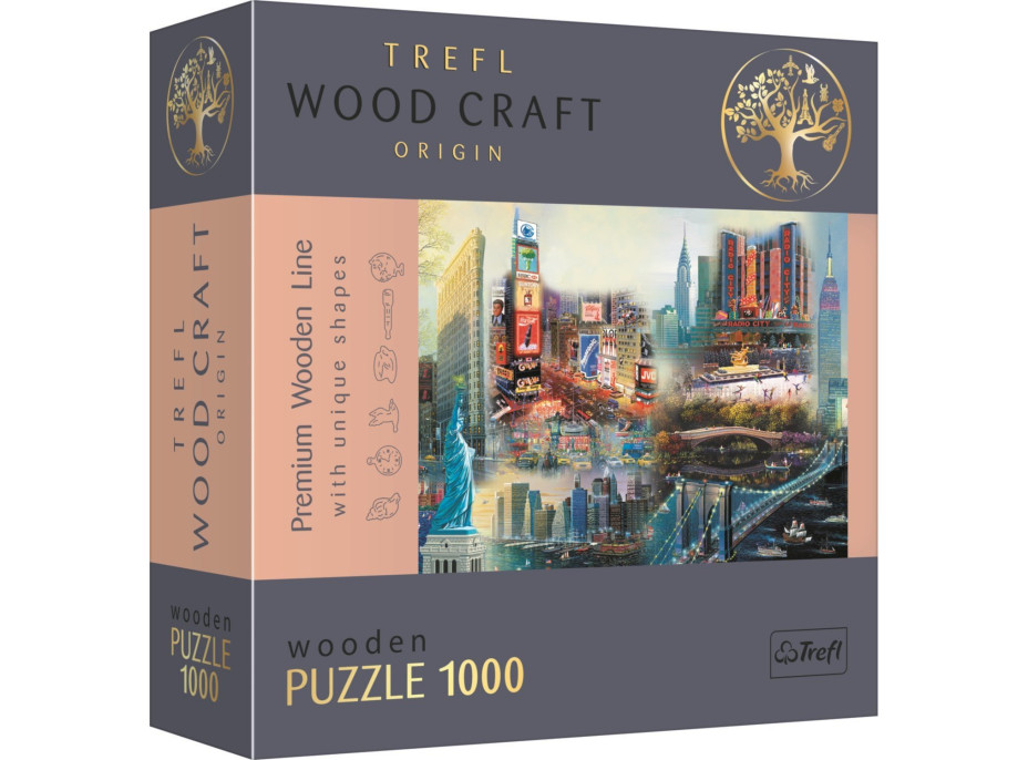 TREFL Wood Craft Origin puzzle Koláž New York 1000 dílků