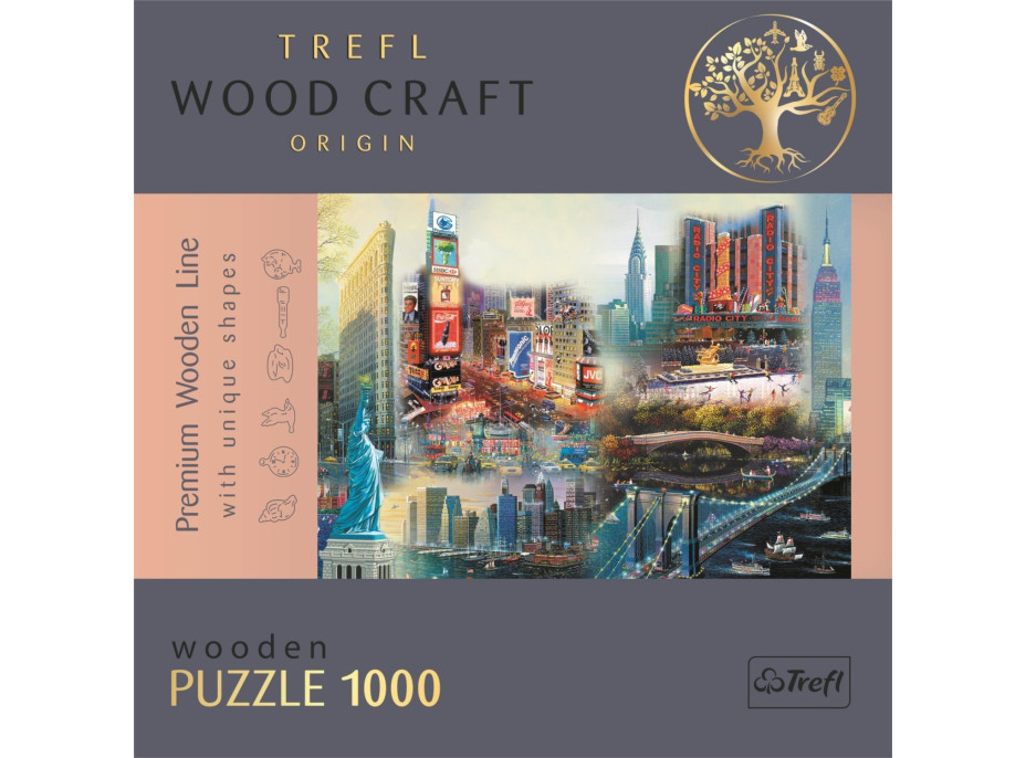 TREFL Wood Craft Origin puzzle Koláž New York 1000 dílků