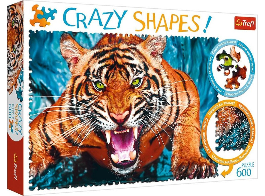 TREFL Crazy Shapes puzzle Útok tygra 600 dílků