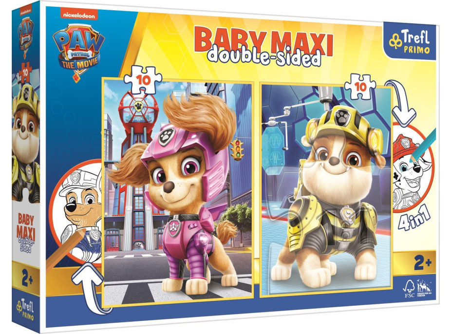 TREFL Oboustranné puzzle Tlapková patrola: Sky a Rubble BABY MAXI 2x10 dílků