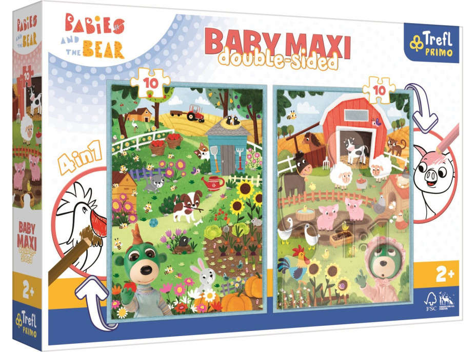 Oboustranné puzzle Treflíci na statku BABY MAXI 2x10 dílků