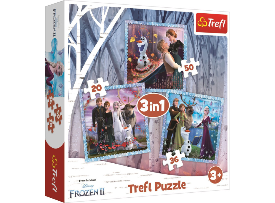 TREFL Puzzle Ledové království 2: Kouzelný příběh 3v1 (20,36,50 dílků)