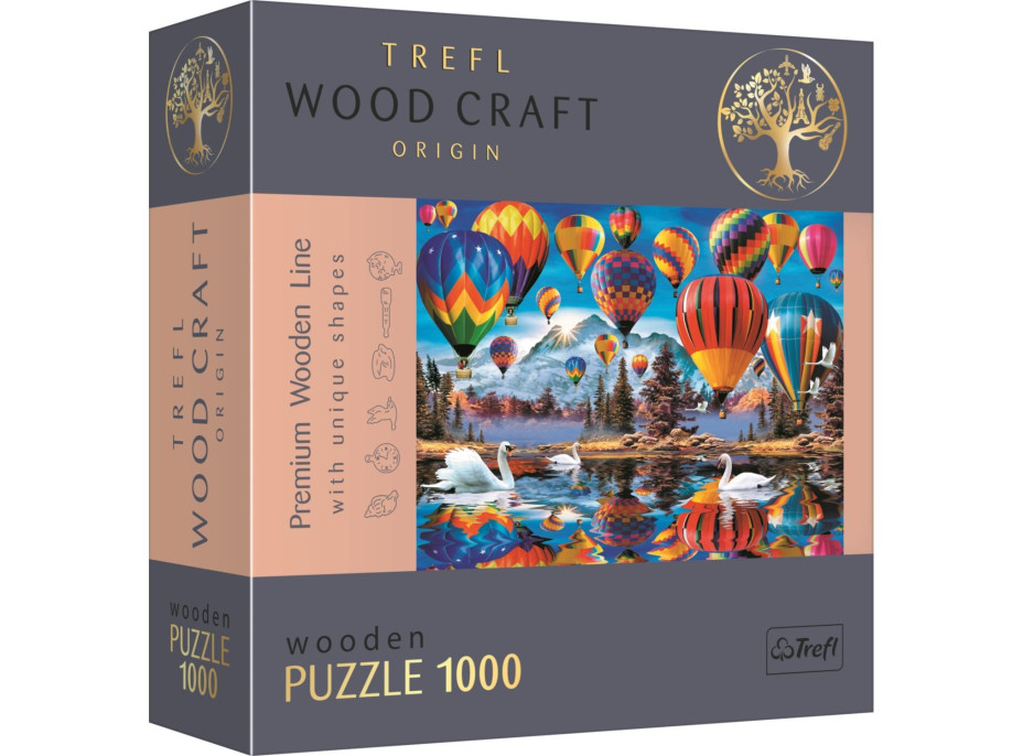 TREFL Wood Craft Origin puzzle Barevné balóny 1000 dílků