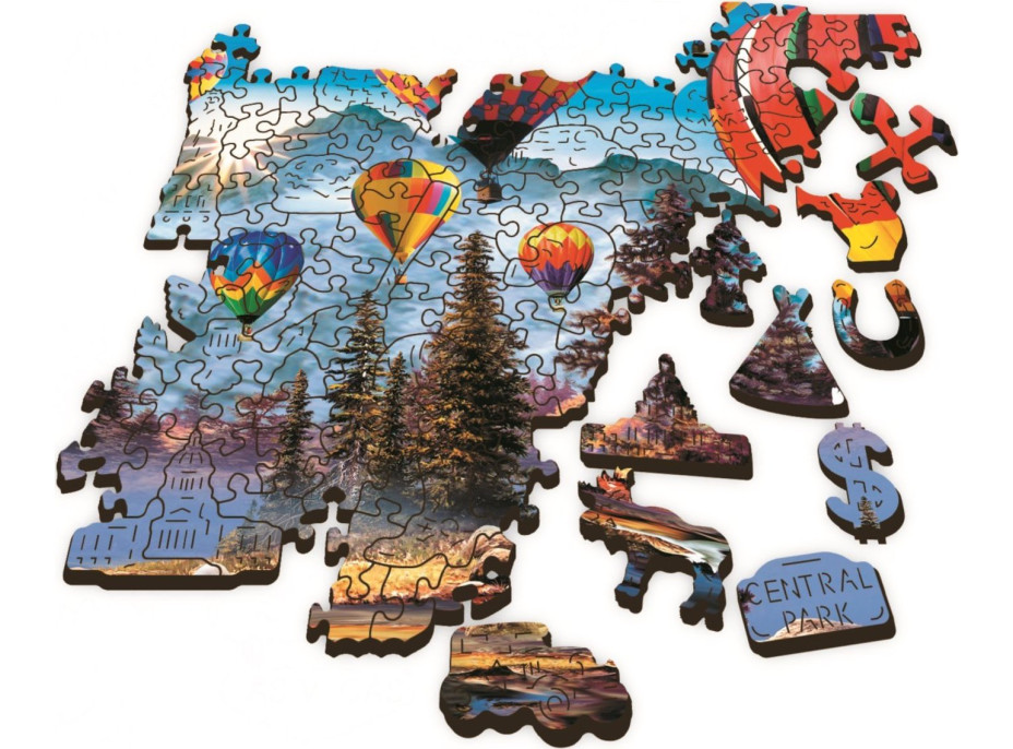 TREFL Wood Craft Origin puzzle Barevné balóny 1000 dílků