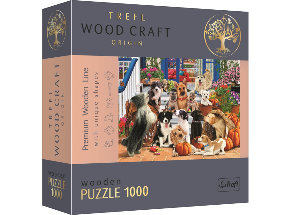 TREFL Wood Craft Origin puzzle Psí přátelství 1000 dílků