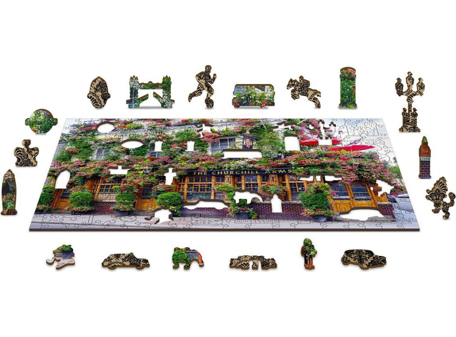 WOODEN CITY Dřevěné puzzle Londýnská hospoda 2v1, 300 dílků EKO