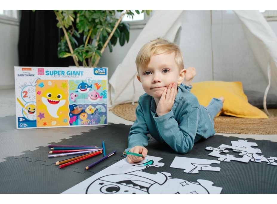 TREFL Oboustranné puzzle Baby Shark SUPER GIANT 15 dílků