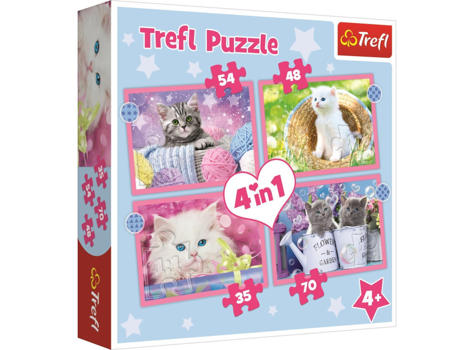 TREFL Puzzle Veselé kočičky 4v1 (35,48,54,70 dílků)