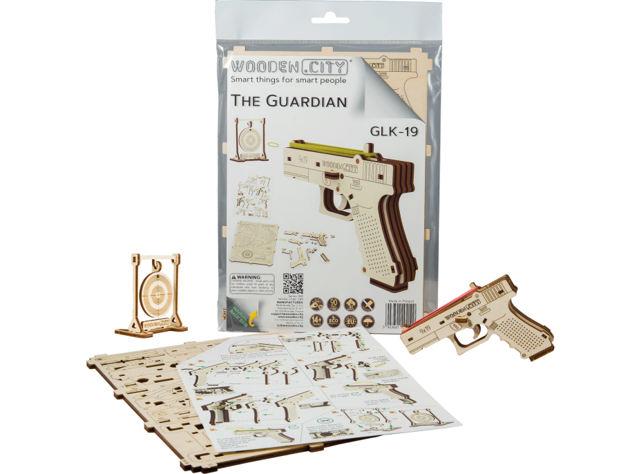 WOODEN CITY 3D puzzle Pistole Guardian GLK-19, 30 dílů