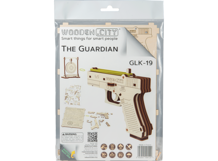 WOODEN CITY 3D puzzle Pistole Guardian GLK-19, 30 dílů