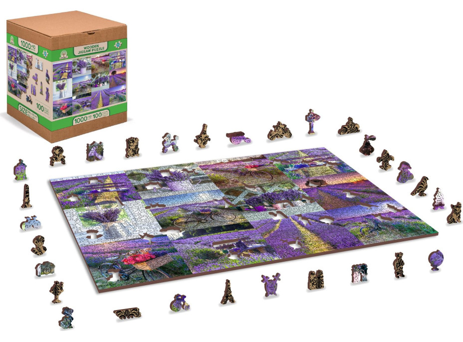 WOODEN CITY Dřevěné puzzle Levandulová Francie 2v1, 1010 dílků EKO