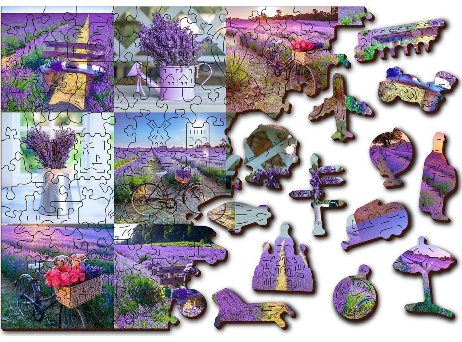 WOODEN CITY Dřevěné puzzle Levandulová Francie 2v1, 600 dílků EKO