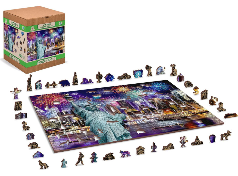 WOODEN CITY Dřevěné puzzle Noční New York 2v1, 1010 dílků EKO