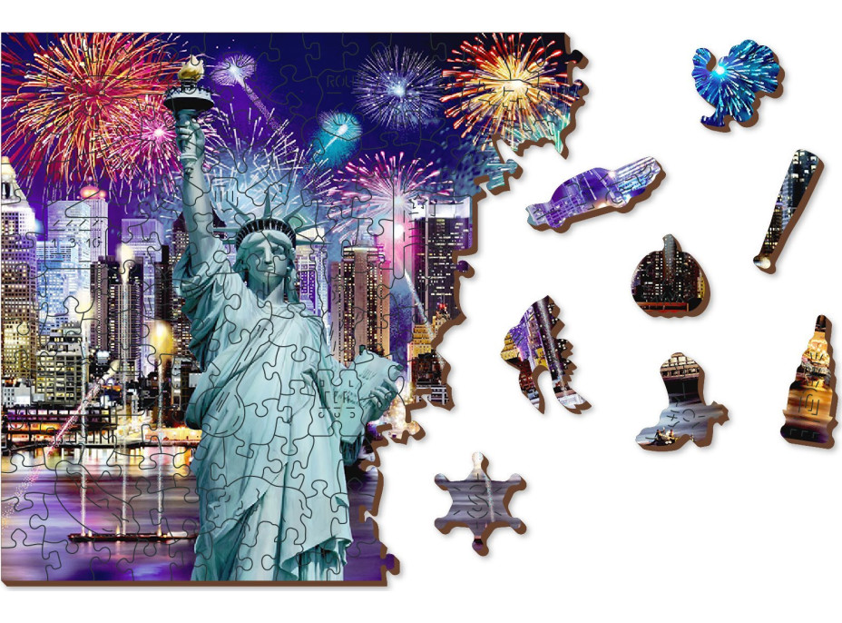 WOODEN CITY Dřevěné puzzle Noční New York 2v1, 1010 dílků EKO