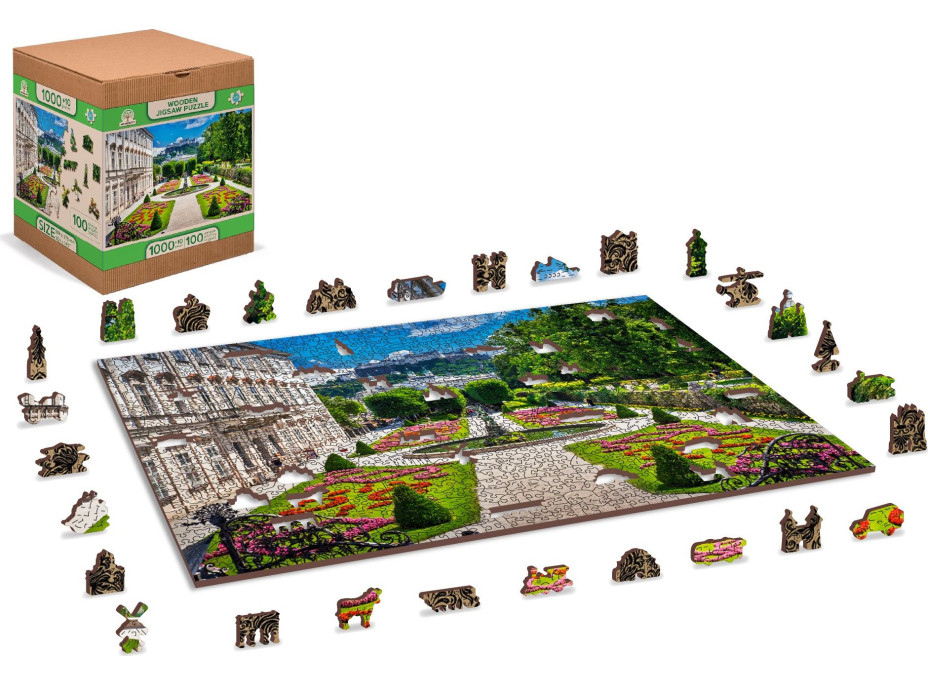 WOODEN CITY Dřevěné puzzle Palác Mirabell a Salzburský hrad 2v1, 1010 dílků EKO