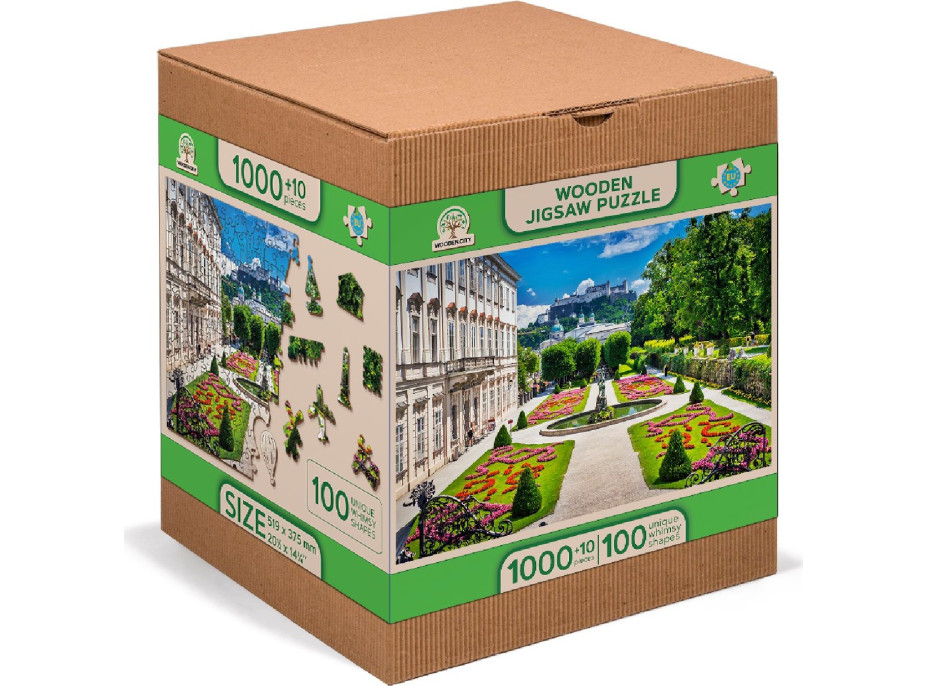 WOODEN CITY Dřevěné puzzle Palác Mirabell a Salzburský hrad 2v1, 1010 dílků EKO