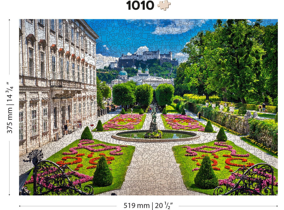 WOODEN CITY Dřevěné puzzle Palác Mirabell a Salzburský hrad 2v1, 1010 dílků EKO