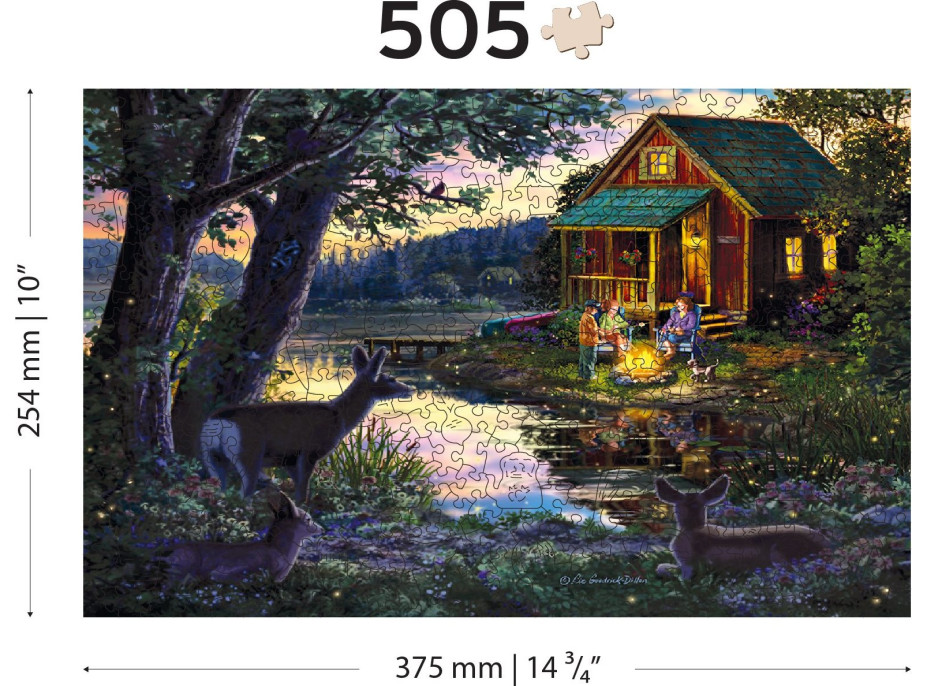 WOODEN CITY Dřevěné puzzle Večer v domě u jezera 2v1, 505 dílků EKO