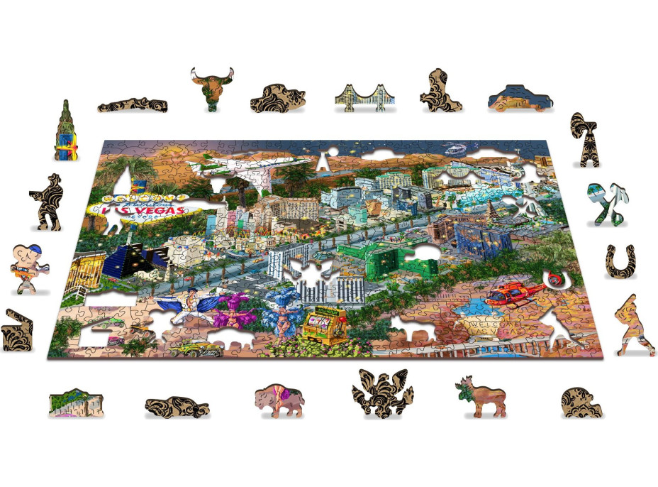 WOODEN CITY Dřevěné puzzle Vítejte v Las Vegas 2v1, 505 dílků EKO