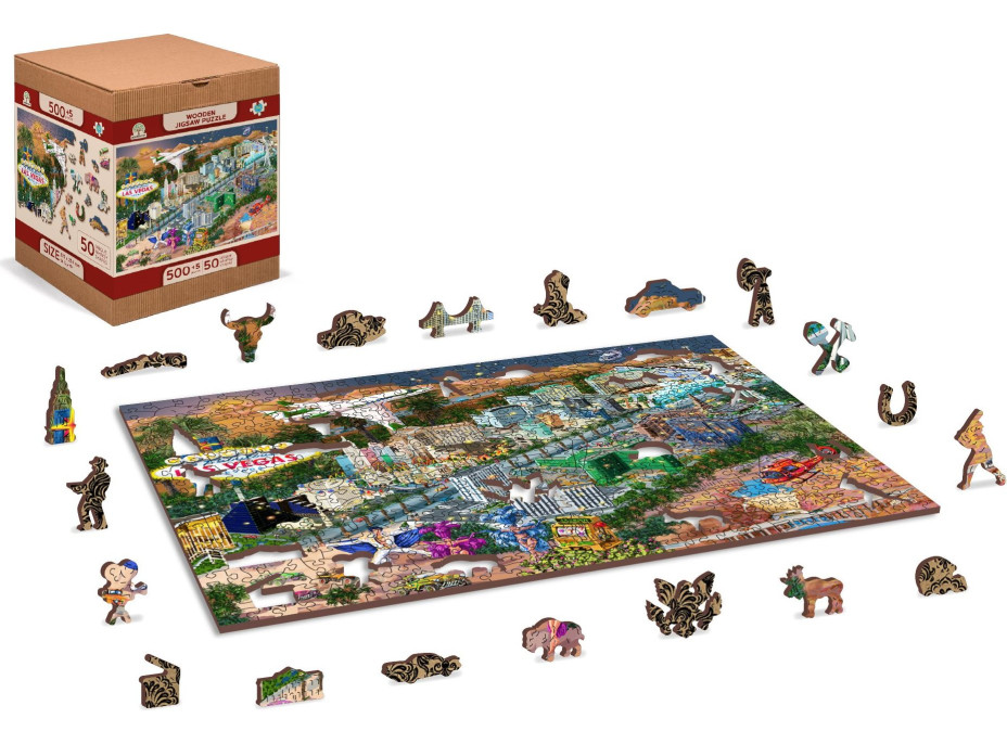 WOODEN CITY Dřevěné puzzle Vítejte v Las Vegas 2v1, 505 dílků EKO