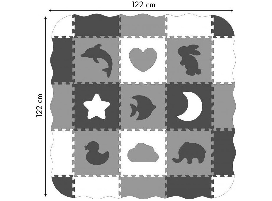 ECOTOYS Pěnové puzzle Zvířata a tvary černá-bílá SX s okraji