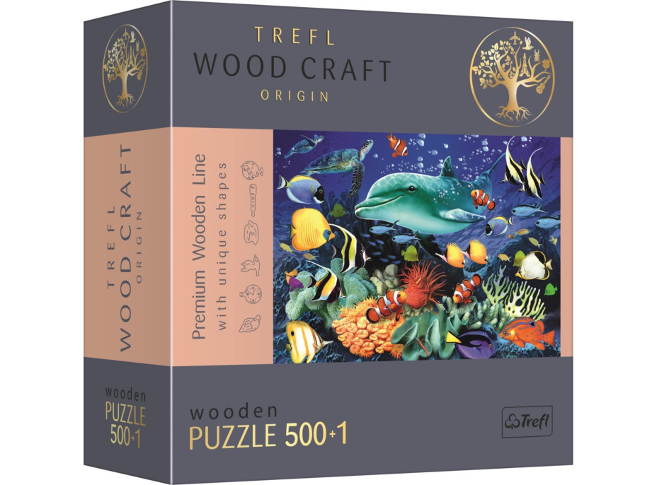 TREFL Wood Craft Origin puzzle Život v moři 501 dílků