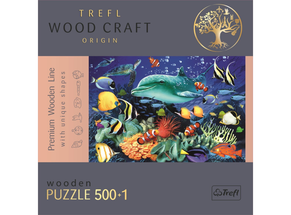 TREFL Wood Craft Origin puzzle Život v moři 501 dílků