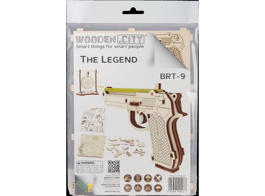 WOODEN CITY 3D puzzle Pistole Legend BRT-9, 31 dílů